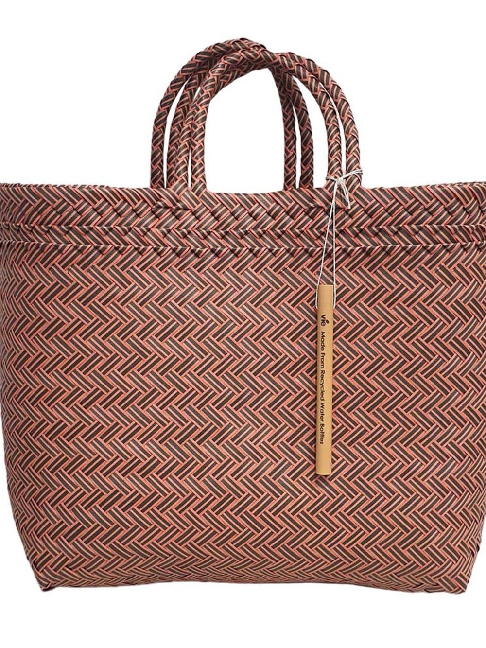 Recycled Plastic Woven Beach/Tote Bag: Maroon / Large